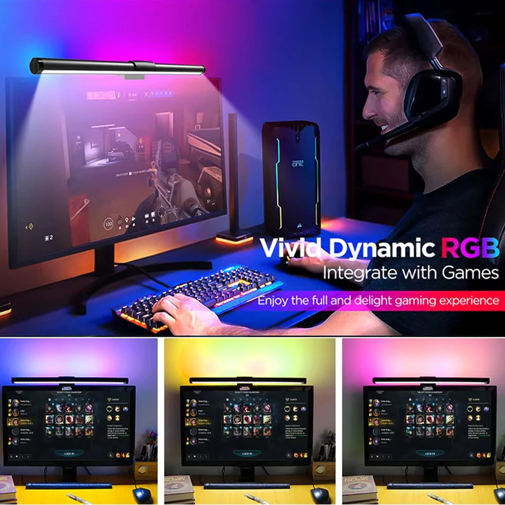 RGB Lightbar Monitor Light Bar LED Screen Hanging Setup Dimming Remote Control for Led Gaming Room Decoration Desk Accesorios