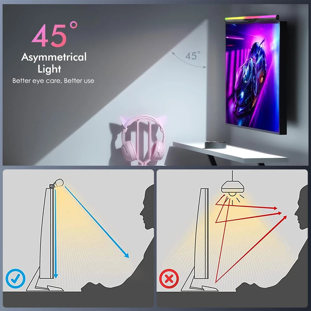 RGB Lightbar Monitor Light Bar LED Screen Hanging Setup Dimming Remote Control for Led Gaming Room Decoration Desk Accesorios