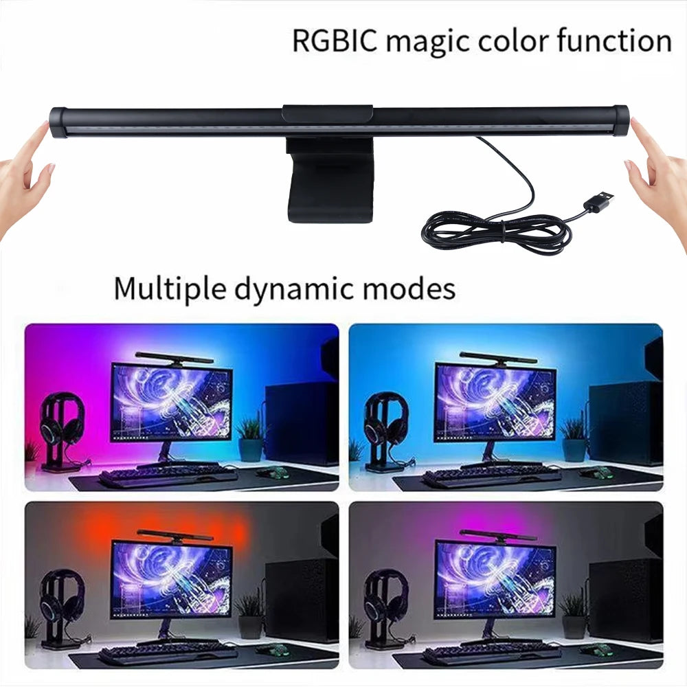 RGB Lightbar Monitor Light Bar LED Screen Hanging Setup Dimming Remote Control for Led Gaming Room Decoration Desk Accesorios