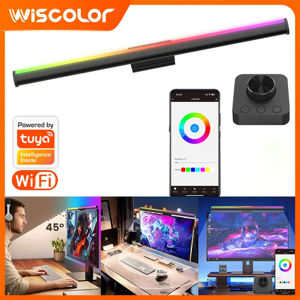 RGB Lightbar Monitor Light Bar LED Screen Hanging Setup Dimming Remote Control for Led Gaming Room Decoration Desk Accesorios