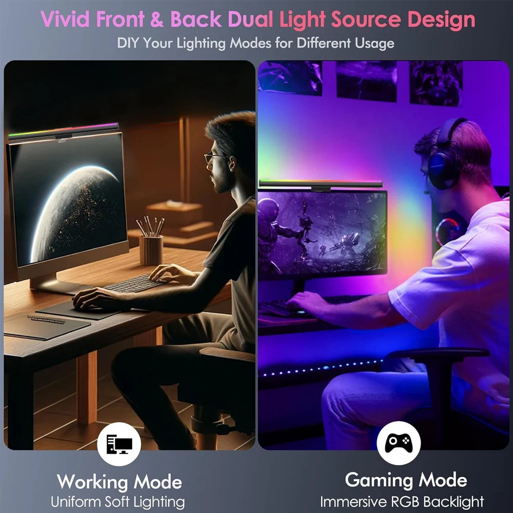 RGB Lightbar Monitor Light Bar LED Screen Hanging Setup Dimming Remote Control for Led Gaming Room Decoration Desk Accesorios